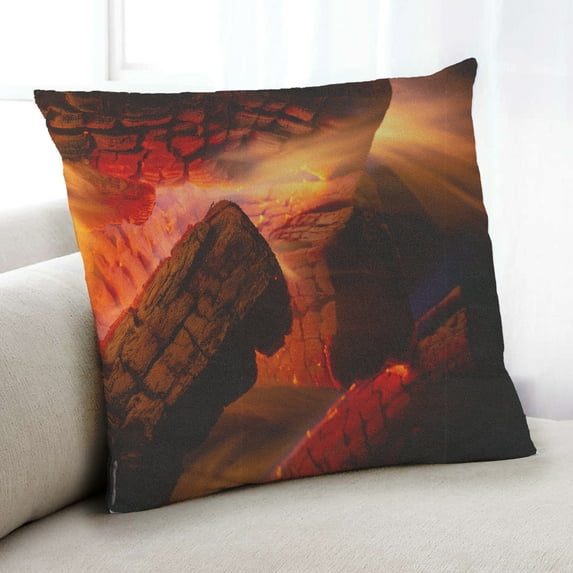 Ahgly Company Earth Fire Indoor Throw Pillow, 18 inch by 18 inch