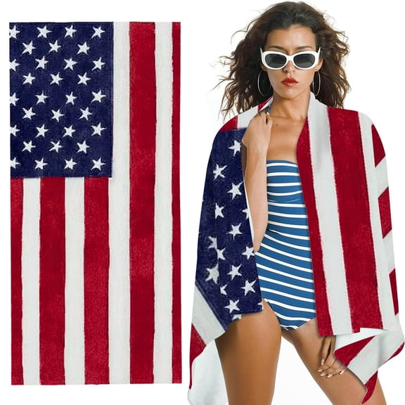RKSupls USA Flag Watercolor Microfiber Beach Towel, Extra Large Quick Dry Lightweight Absorbent Towel for Travel Swimming Camping, Soft Super Absorbent- 30x60 in