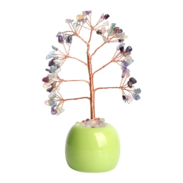 Decoraciones de Oficina para el Trabajo Árbol de Cristal Natural, Piedra Aplastada, Decoración de Tarro Colorido, Decoración de Oficina Decoraciones de Cristal para el Hogar