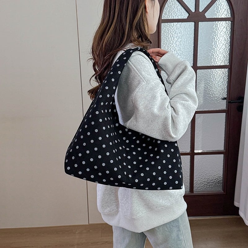 SPEKSEE Polka Dot Hobo Bag for Women Trendy Slouchy Shoulder Bag Soft Handbag Underarm Purse For Work Travel