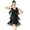 Black, variant on Womens Trendy Fringe Sequin Latin Dance Short Dress for Party Performance Stage Show Ballroom Tango Outfit V-Neck Sleeveless Solid Color Sparkling Mini Dresses Silver XXL