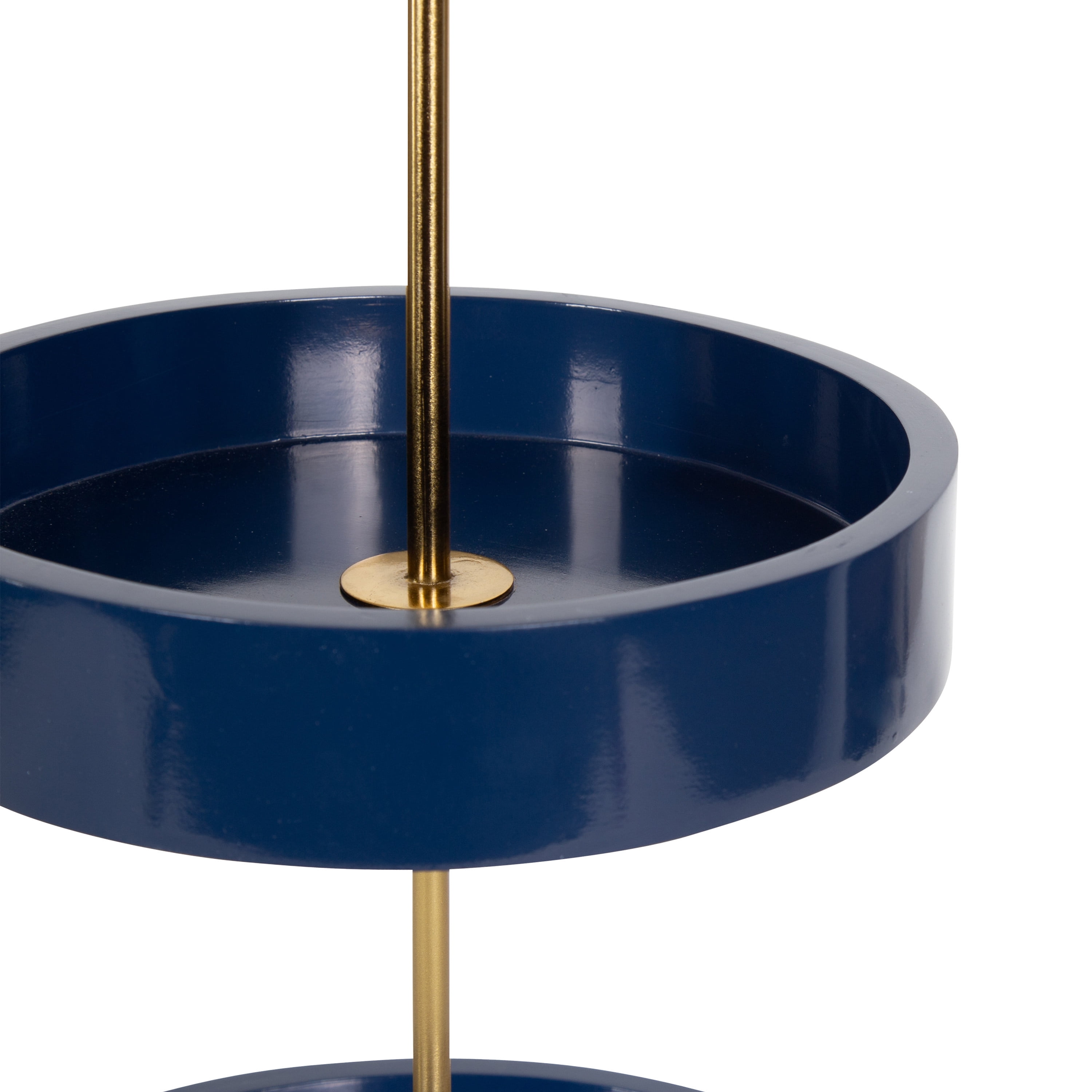 Kate and Laurel Lipton Modern Two Tier Tray, 13 x 13 x 20, Navy and Gold, Glam Decorative Tray