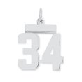 thumbnail image 1 of Sterling Silver Rhodium-plated Small Polished Number 34 Charm QSS34 (20mm x 8mm), 1 of 2