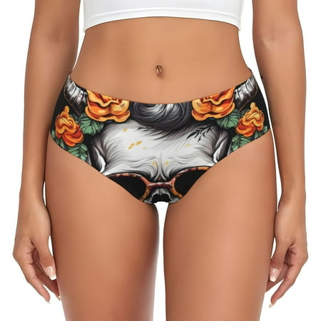 Naloa Flower Horn Skull A Women s High Waisted Cotton Underwear Soft Breathable Panties Stretch Briefs Seamless Ladies PantiesLarge