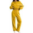 thumbnail image 2 of HKYNLAG Women's Oversized 2 Piece Sweatsuit Set Hoodie Wide Leg Sweatpants Fall Winter Casual Lounge Outfit Orange L, 2 of 7