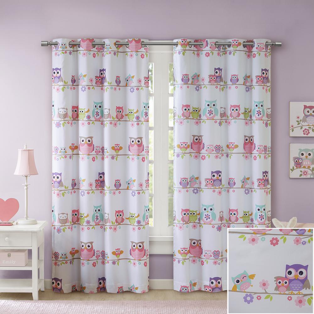 Mi Zone Wise Wendy Kids Blackout Curtain, Floral and Owl Print Window Panel, 1-Piece 50x84 , Multi Color