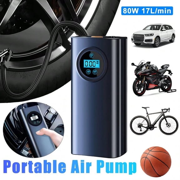 Electric Air Compressor Rechargeable High Precision Car Tyre Inflator LCD Display Portable Air Pump For 12V Motorcycle Bike Ball
