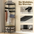 thumbnail image 5 of HOMCOM Corner Hall Tree, 4-Tier Coat Rack with Shoe Storage, 8 Movable Hooks and 2 Storage Shelves for Entryway Hallway, Black, 5 of 9