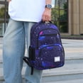 thumbnail image 2 of UJNDER Stylish Space Themed Casual Backpack with Starry Print and Laptop Compartment Lightweight Daypack for Students Everyday Use,Dark Blue,Mid, 2 of 7