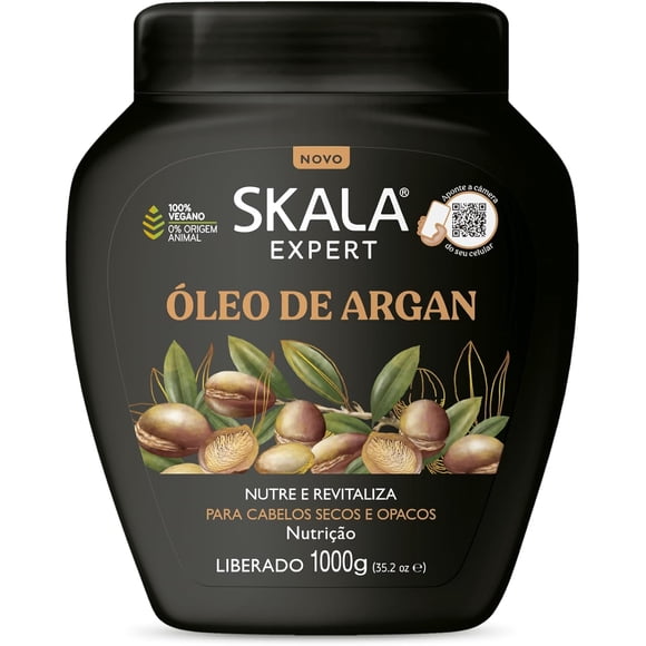 SKALA Expert Argan Oil Crème de Traitement Capillaire - Masque Réparateur en Profondeur et Revitalisant - avec Argan Oil Marocain et Vitamine E pour Redonner Brillance et Élasticité - Soin Capillaire Brésilien Végétalien - 1kg (35.2 oz)