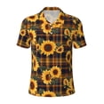 thumbnail image 2 of Daiia Brown Blue Plaid Sunflower Pattern Men’s Polo Shirts,Solid Deck Shirt,Classic Fit, Breathable Cotton Polo for Casual and Sport Wear-4X-Large, 2 of 7
