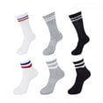 thumbnail image 2 of Calcetines de tubo medio, calcetines finos para hombre, a rayas, transpirables, para verano y otoño, calcetines deportivos informales, de poliéster y algodón, medias altas de negocios para mujer, 2 of 5