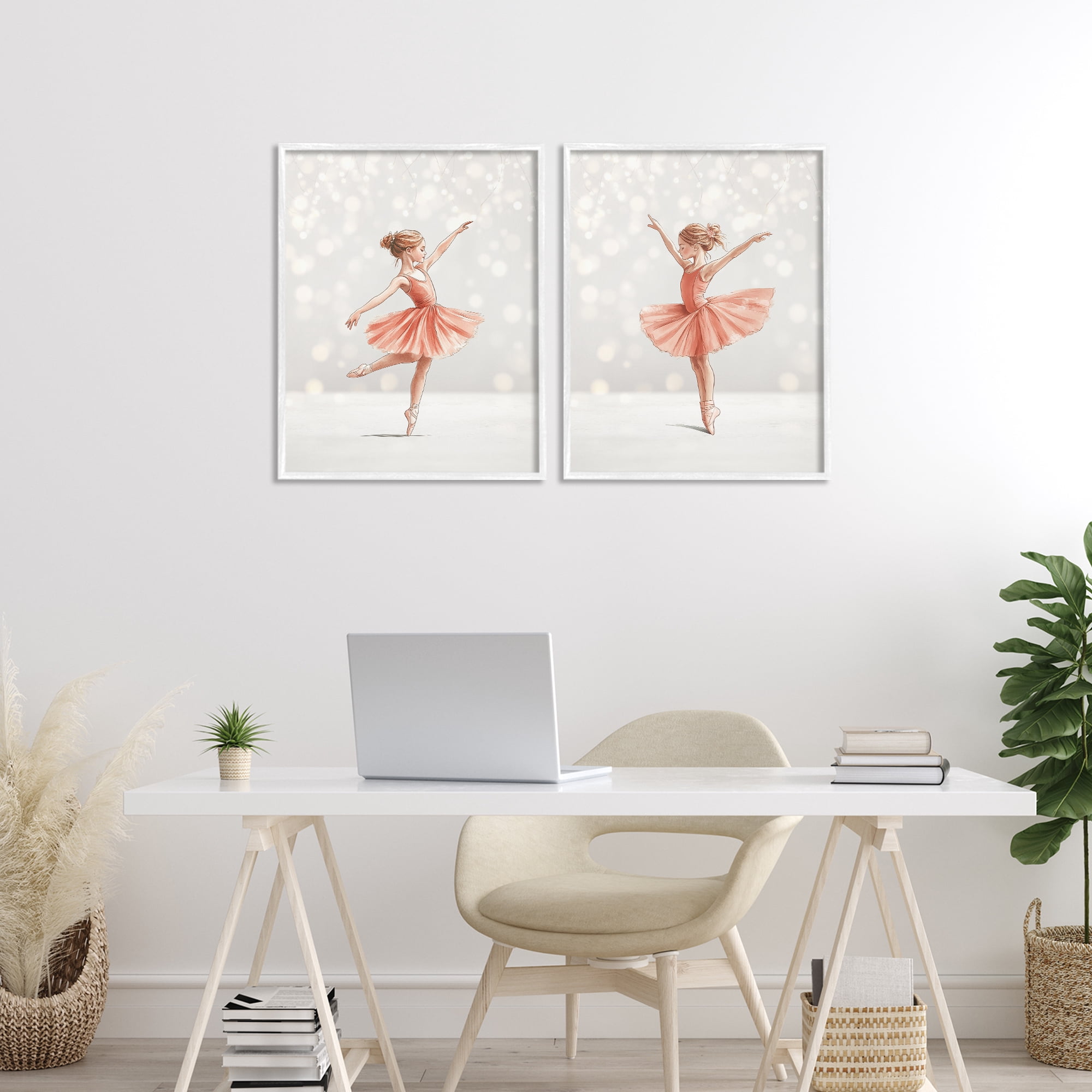 Stupell Industries Dancers In The Light 2 Piece White Framed Giclee Art Set, design by Christine Simpson Art