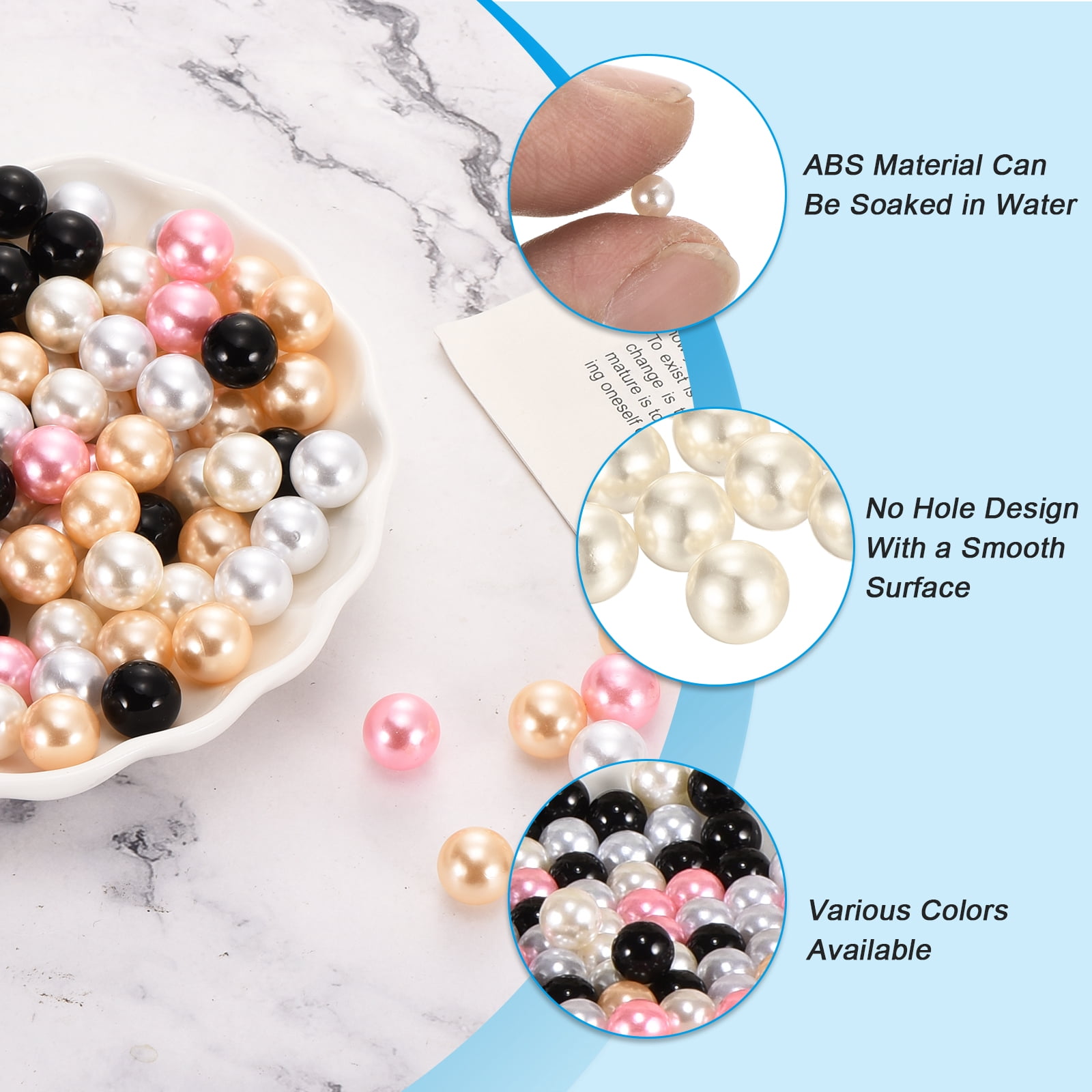 Uxcell 9000pcs 4mm Cream White Pearl Beads ABS Faux Pearls Vase Fillers 300g Ornament Filler for Crafts