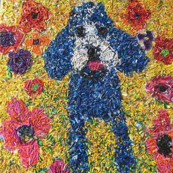 Marmont Hill "Crayon Collage Pup" by Michelle Rivera Painting Print on Wrapped Canvas
