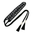 thumbnail image 2 of Eosunjian Women Dress Belt Braided Lace Decorated Tassel End Waistband Solid Color Waist Cord Costume Accessories Black, 2 of 13