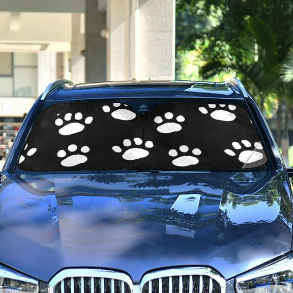 Dog Paws White Automotive Front Car Windshield Sun Shade Reflector Foldable for Front Fit for Cars Truck SUVs