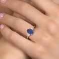 thumbnail image 4 of Gem Stone King 18K Yellow Gold Plated Silver Blue Lapis and White Moissanite Engagement Ring for Women | 2.46 Cttw | Oval 9X7MM | Gemstone Birthstone | Size 5, 4 of 7