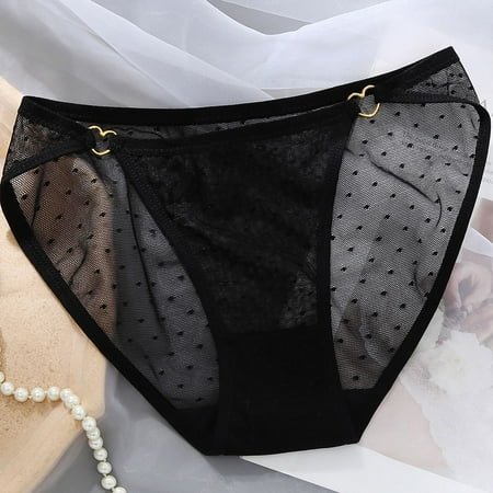 

Intimates Lingerie Seamless Hollow Out Girls Lace Briefs Transparent Panties Women Lingerie Mesh Panty BLACK XL
