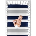 thumbnail image 6 of Sweet Jojo Designs Stripe Navy Blue Grey and White Fitted Crib Sheet, 6 of 6