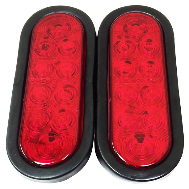 Set of 2 Red 6" Oval 10 LED Trailer Stop/Turn/Tail Light w/Grommet and Plugs 24004 Walmart