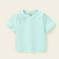 thumbnail image 5 of Cethrio Girls Cotton T-shirts, Short Sleeve Pullover Crew Neck Casual Summer Tops Light Blue Size 8, 5 of 5
