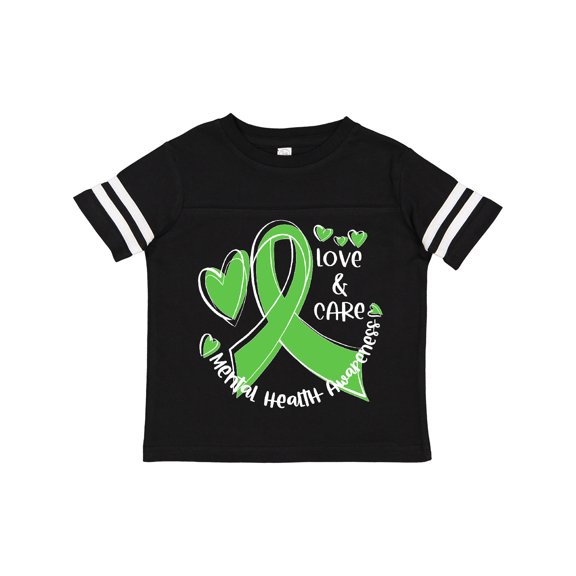 Inktastic Love and Care Mental Health Awareness Green Ribbon Boys or Girls Toddler T-Shirt