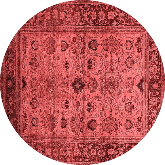 Ahgly Company Indoor Round Oriental Red Industrial Area Rugs, 3' Round