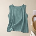 thumbnail image 2 of Qwertyu Linen Tank Tops for Women 2026 Spring Summer Casual Comfy Sleeveless Linen Shirts Loose Lightweight Gauze Camisoles Turquoise S, 2 of 9