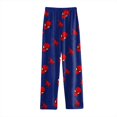 thumbnail image 4 of Spider Hero Halloween Pants Women's Plush Fleece Lounge Pants Cozy Warm Elastic Waist Pajama Bottoms Soft Graphic Printed Sleepwear Fuzzy Warm Home Sleepers Trousers, Royal Blue, M, 4 of 4