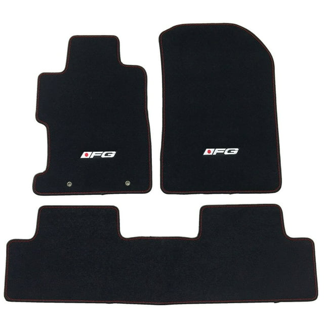 Floor Mat Compatible with 2006-2011 Honda Civic, FG Logo Factory Fitment Front & Rear Nylon 3PC Car Floor Carpets Carpet Liner by IKON MOTORSPORTS, 2007 2008 2009 2010