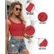 thumbnail image 3 of Top corto AURUZA sin mangas sin mangas con cuello en U rojo básico para mujer, 3 of 6