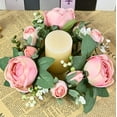 thumbnail image 5 of JWshufel Christmas Garland Mini Artificial Rose Candle Ring Full Realistic Floral Wreath for Wedding Centerpiece Home Door and Mantel Holiday Decor Festive Gift Idea 7.9in Pink, 5 of 6
