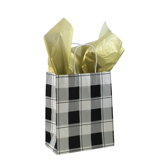 SSWBasics Medium Buffalo Check Paper Shopping Bags - Case of 100