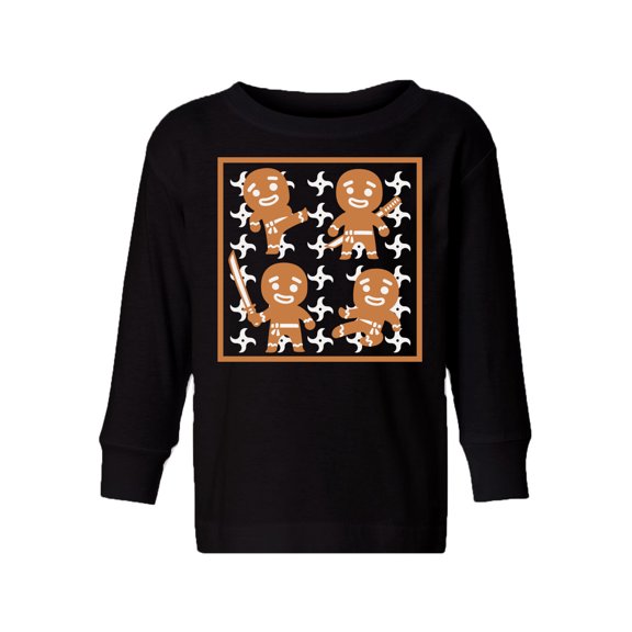 Awkward Styles Xmas Long Sleeve Shirt for Girls Boys Toddler Gingerbread Ninja Christmas Pattern Shirt