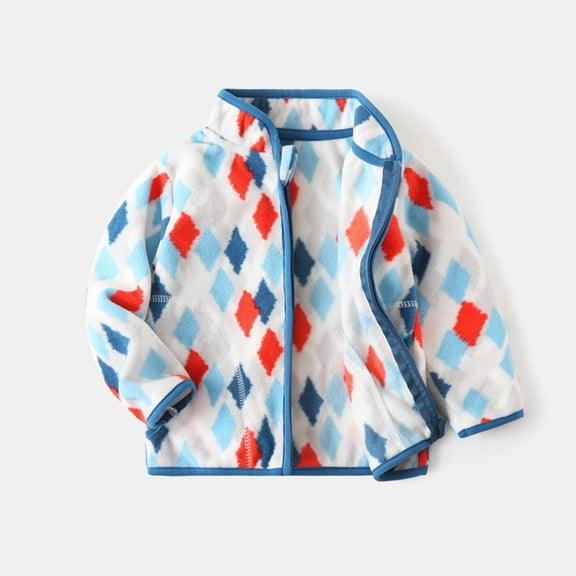 Cethrio Kids Boys Fleece Jackets, Warm Long Sleeve Zip up Autumn Winter Coats Blue Size 3-4 T