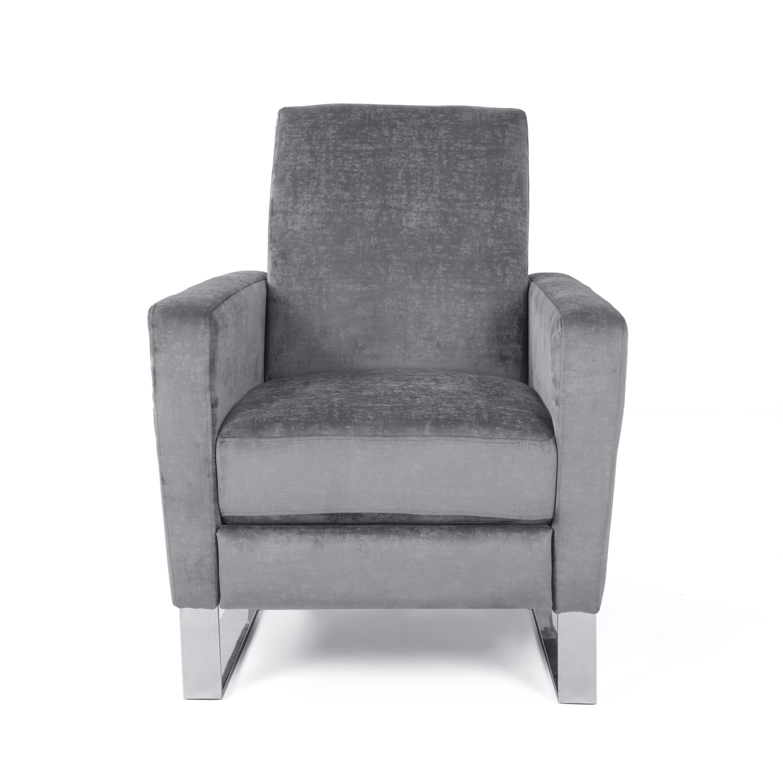 LiviNest Push Back Recliner for Living Room: 1-Second Recline Zero Effort - Modern Grey Velvet Chair with Metal Legs for Home Office & Apartment