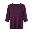 thumbnail image 3 of Uootdi Gift Office Tops for Women Round Neck Ribbed Knit Elbow Sleeve Womens Tops Slim Fit Office Wear Comfortable Womens Blouses, 3 of 7