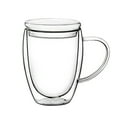 thumbnail image 1 of Taza de doble pared transparente con tapa, taza de café espesa, taza de leche doble, 1 of 11