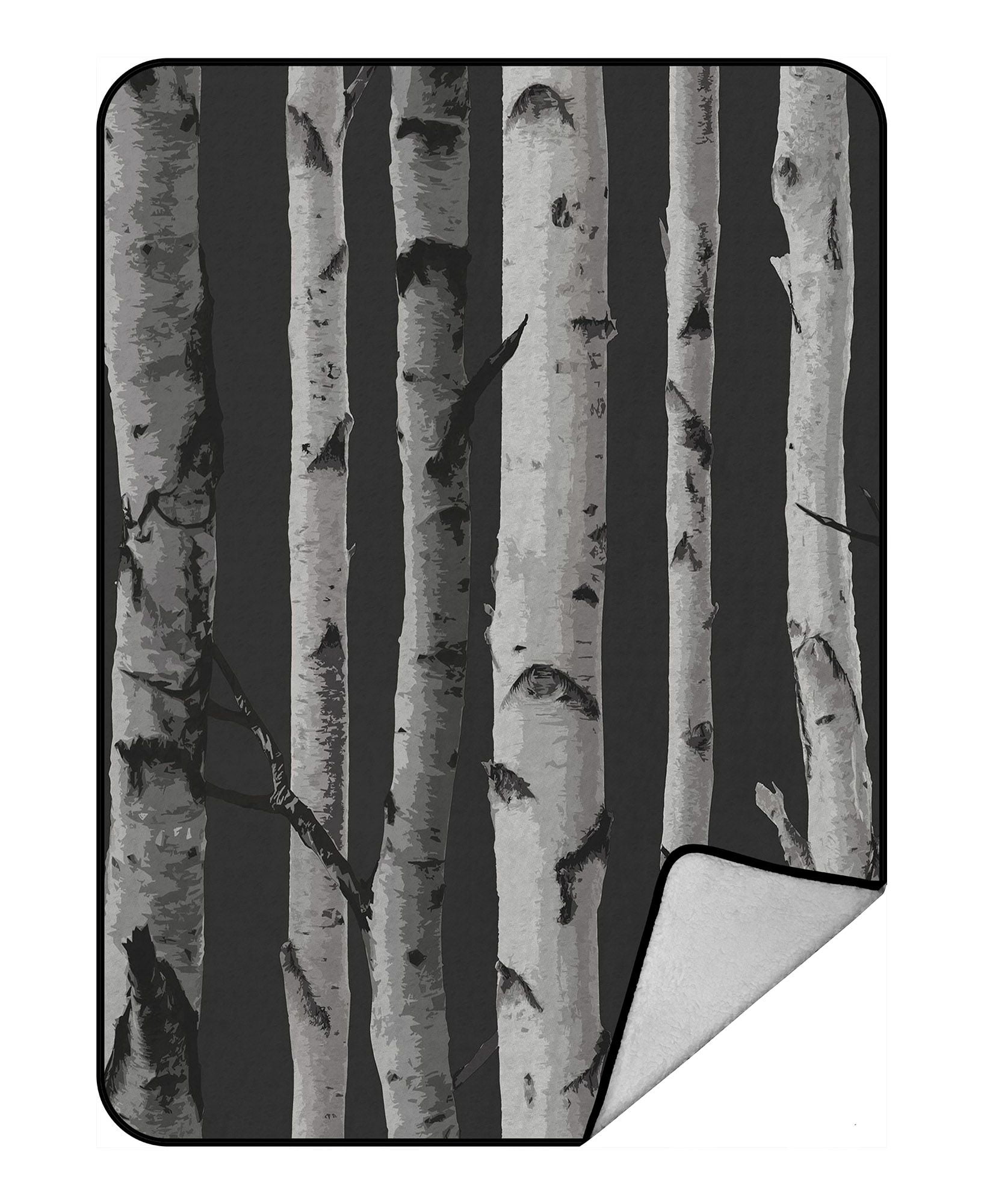 ZKGK Birch Tree Blanket Crystal Velvet Front and Lambswool Sherpa