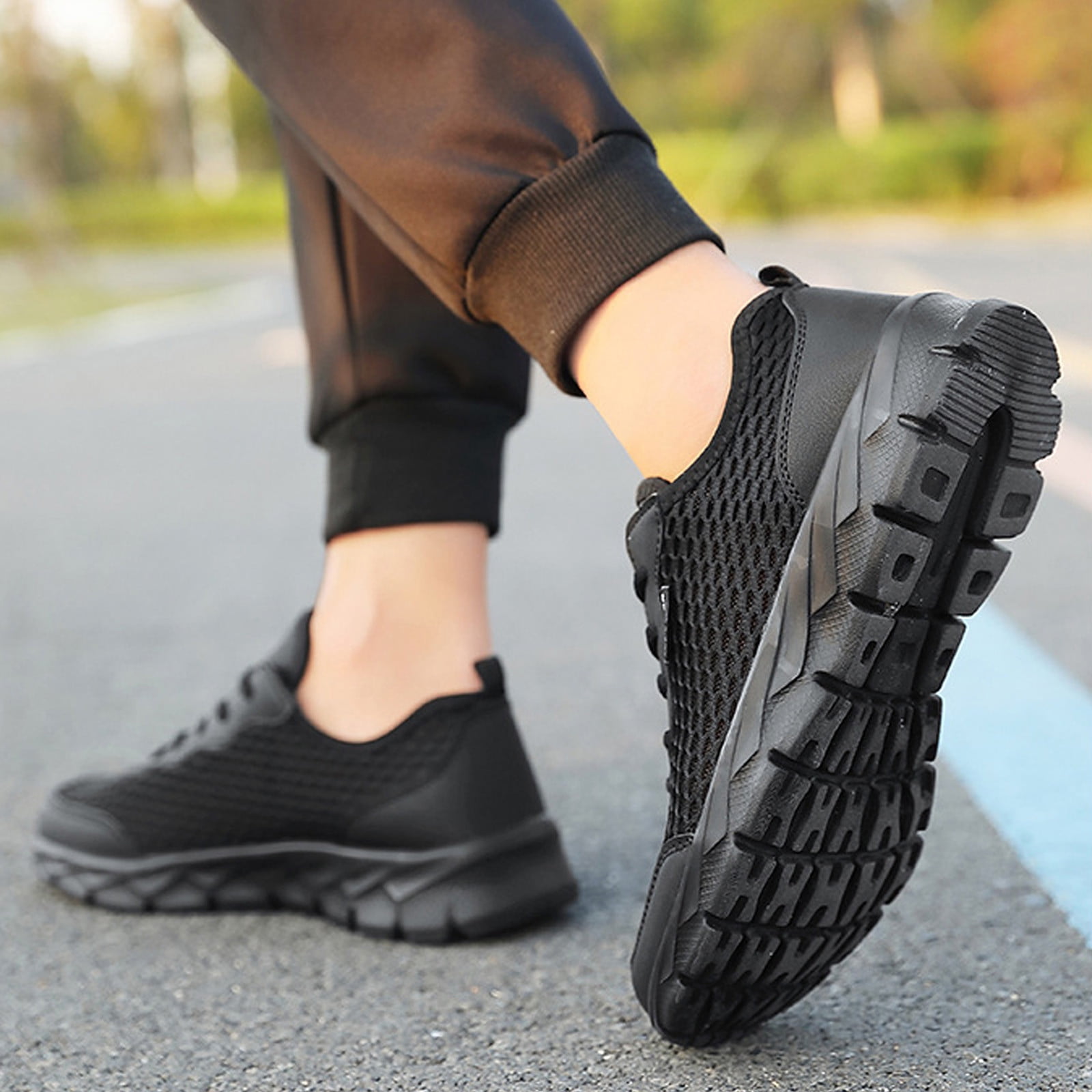Yindaity Tennis Shoes Men Mens Casual Shoes Men's Slip-on Walking Shoes, Gym Workout Restaurant Fashion Sneakers Men Shoes Sneakers(Black,9)