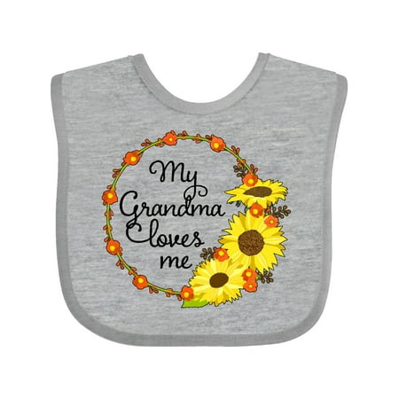

Inktastic My Grandma Loves Me with Sunflower Wreath Gift Baby Boy or Baby Girl Bib