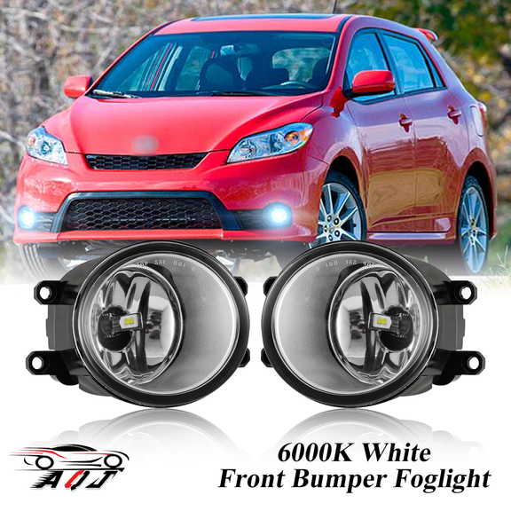 Pair Front Fog Lights Kit for Toyota Matrix 2009-2014, 6000K White Off-Road Lamps Black Front Bumper LED Foglights