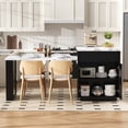 thumbnail image 3 of HORIZON Kitchen Island With Casters, Extendable Dining Table With Led Lighting, Kitchen Table With Power Strips, Buffet Table, Or Bar Table For The Kitchen And Dining Room,Black-White, 3 of 22