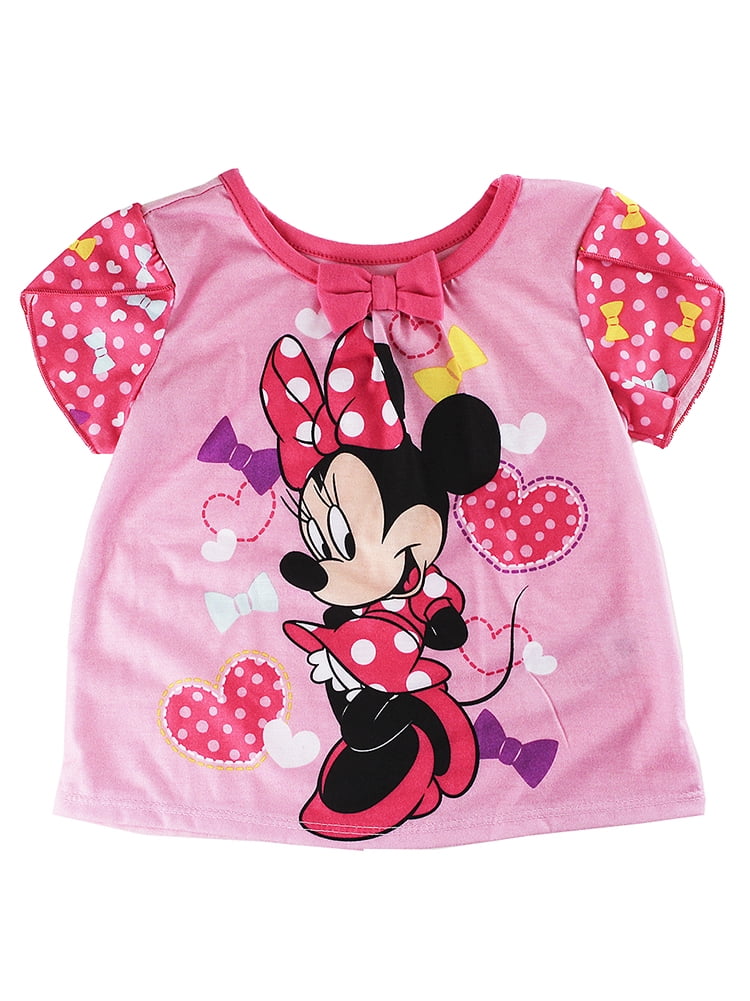 Pink Disney Store Girls Minnie Mouse Bow Short Pajama Sleep Set