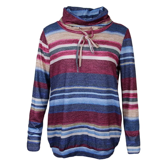 Mujer De Rayas Con Cuello Caído Camiseta De Con Bolsillo S Rojo SG Sunnimix Sudadera con rayas de mujer