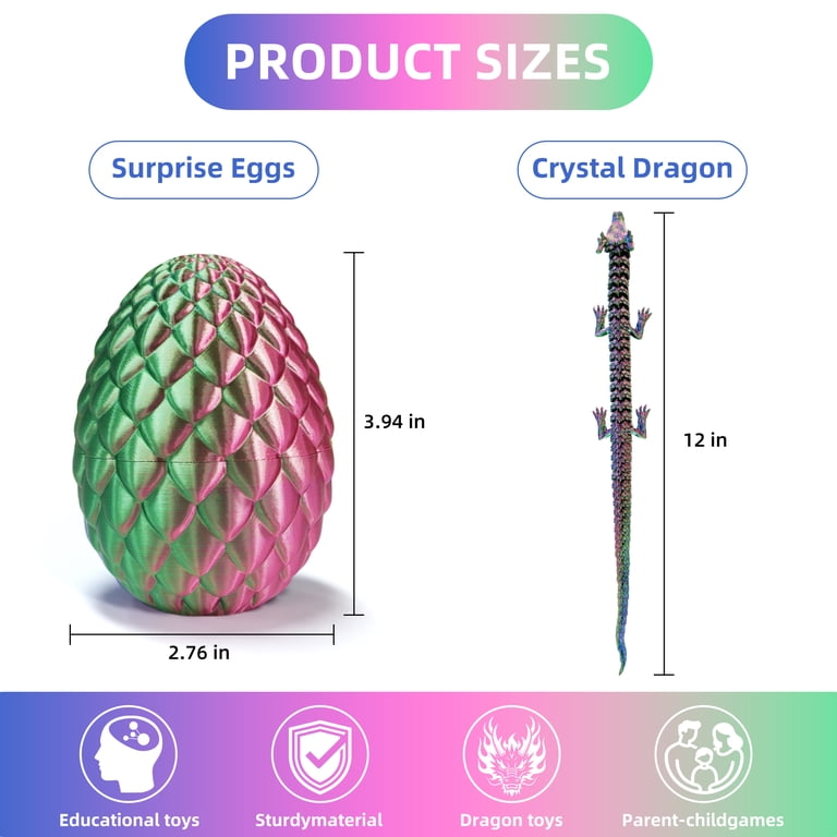 Dragon Articulé Rainbow Dans Son œuf – Imprimé 3D, Déco Fantastique Et Fidget Toy – Fait En France