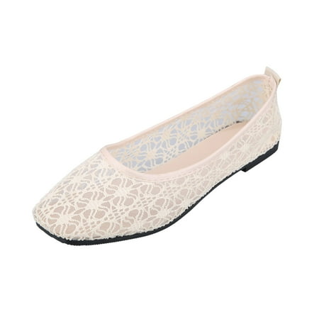 QYZEU Ballet Flats for Women Women Sandals Women s Fashion Hollow Cloth Shoes Flat Shoes Casual Breathable Mesh Shoes Sandals Comfort Fashion Classic Shoes White 38