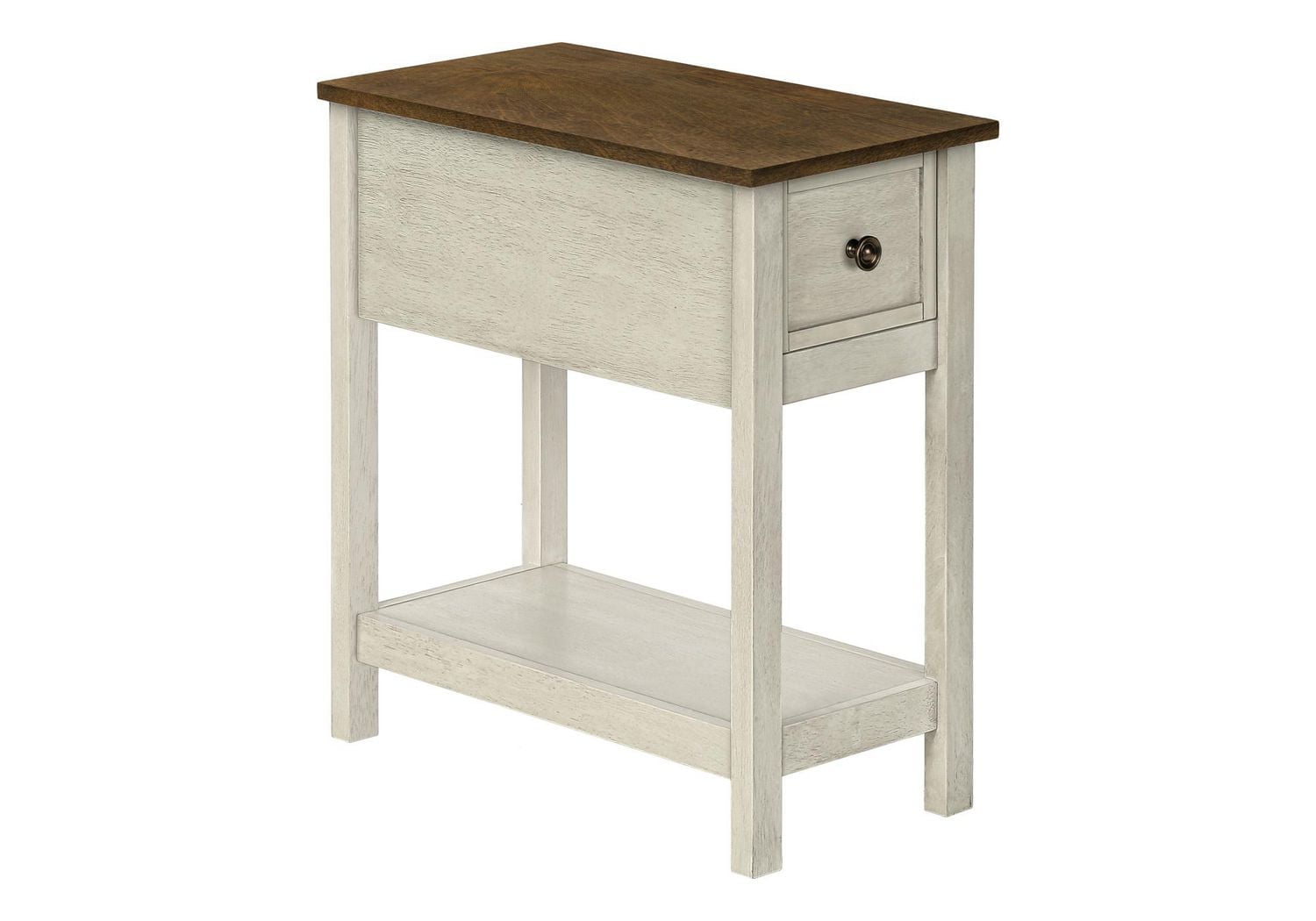 Monarch Specialties Accent Table, End, Side Table, 2 Tier, Narrow, Bedroom, Lamp, Storage Drawer, Grey Veneer, Transitional