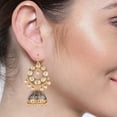 thumbnail image 4 of Efulgenz Indian Jewelry Bollywood Antique Crystal Kundan Jhumki Jhumka Earrings Set for Women, 4 of 4